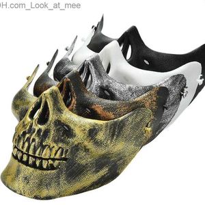 Maschere per feste Halloween Guerriero Maschera di scheletro Horror Mezza faccia Teschio Airsoft Caccia Ciclismo Sci Gioco Festa Cosplay Maschera Puntelli all'ingrosso Q231007