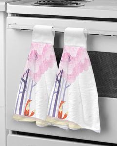 Towel Cartoon Cherry Blossom Hand Bathroom Supplies Soft Absorbent Kitchen Accessories Cleaning Dishcloths