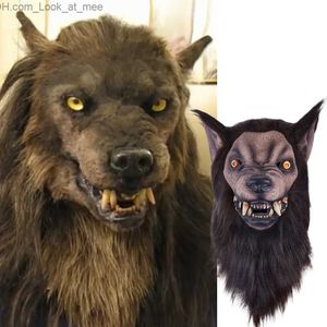 Party Masks Animal Wolf Latex Mask Werewolf Light-up Realistic And Fierce Carnival Headgear Costume Halloween Cosplay Party Props Q231007