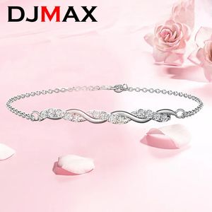 Pendant Necklaces DJMAX Full Diamond Necklace Bracelet For Women Original 925 Sterling Silver Lady's Diamond Clavicle Chain 231005