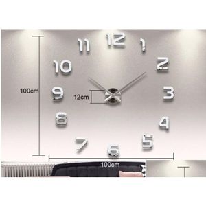 Wall Clocks Home Decoration Big Number Mirror Clock Modern Design Large 3D Watch Unique Gifts Drop Delivery Garden Decor Dhq89