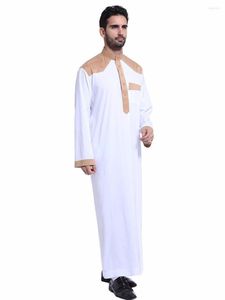 Ethnische Kleidung Muslimische Männer Jubba Thobe Islamische Applikation Kimono Lange Robe Türkei Musulim Tragen Türkische Shop-Kleidung für