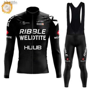 Andra Apparel New 2022 Huub Winter Cycling Set Thermal Fleece Long Sleeve Sportswear Racing Suit For Men Bib Pants Set Cycling Clothingl231007