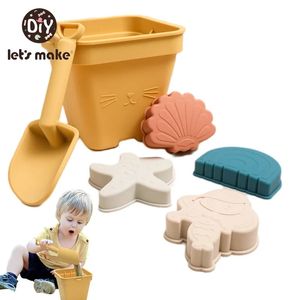 Sand Play Water Fun 6st Style Summer Beach Toys For Kids Soft Silicone Set Game Toy Swimming Outdoor 231007