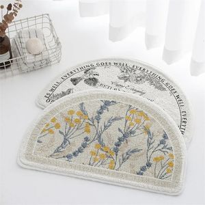 Mattor Semicircle Floral Flower Shower Mat Microfiber BathTub Floor Door Entrance Mats Pet Rug Doormat For Badrum Tapis Salle de Bain 231006