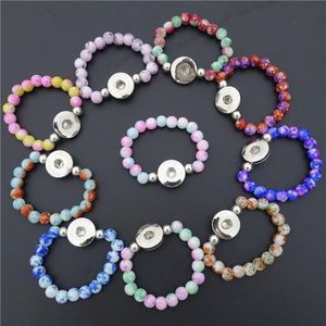 Kids Girls 15cm Length Colorful Glass Beads 18mm Snap Buttons Bracelet For Children Mix Colors 30pcs lot285W