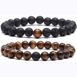 Strand Mens Lava Rock Stone Pärlor för kvinnor ångest Volcanic Armband Distance Oil Diffuser Energy Friendship Jewelry