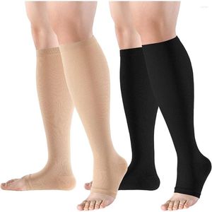 Men's Socks Calf Compression Stockings Varicose Veins Shaping Graduated Pressure Elastic Open Toe Knee High 2024