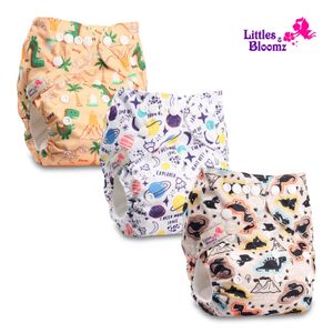 Cloth Diapers Littles Bloomz 3pcs/set Baby Washable Reusable Real Cloth Pocket Nappy 3 nappies/diapers and 3 microfiber inserts in one set 231006