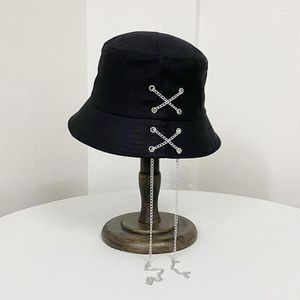 Basker unik bomullshink hatt kors kedja fiskare unisex hip hop cap brutto panama utomhus soild färg sol för kvinnliga män