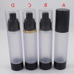 50 ml Frosted Travel Refillable Cosmetic Airless flaskor Plastbehandling Pump Lotionbehållare med Black F1526 NDMNF