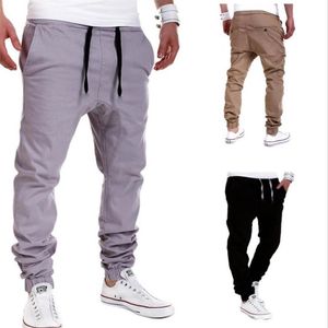 Mens Khaki Pants Hip Hop Harem Joggers Pant Male Trousers Casual Men Solid Sweatpants265V