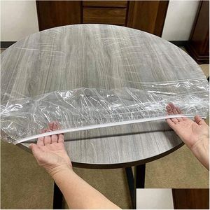 Table Cloth 65-180Cm Waterproof Round Transparent Elastic Edged Er Pvc Simple Convient Kitchen Catering Protector Tablecloth Drop Deli Dhf5U