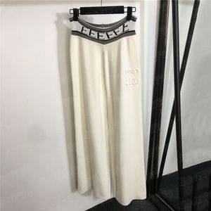 Letter Webbing Knitted Pants Trousers For Women High Waist Wide Leg Pant Fashion Loose Casual Trouser