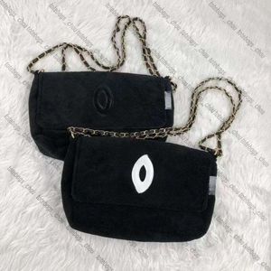 Kanał designerski pluszowa torba mody Tekstura pojedynczego ramienia torby krzyżowe w łańcuchu mody Pasek na ramię grube pluszowe ręcznik
