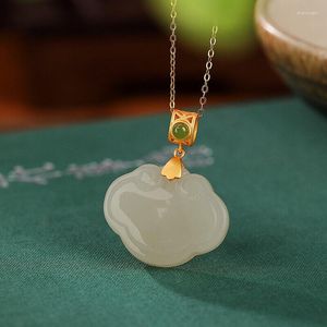 Chains Solid 925 Sterling Silver Natural White Jade Cloudy Pendant Gift