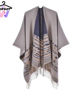 Halsdukar kvinnors sjal halsduk mode imitation kashmir tassel bohemisk stil diamant triangel regn cape 231007