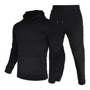 Tute da uomo Tuta da uomo Set Felpa con cappuccio e pantaloni della tuta 2 pezzi Abbigliamento uomo Inverno Casual Sport Hoodi Uomo Donna Pull216K