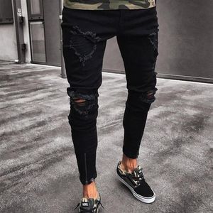 Black Rock Pants Sıkı monte edici fermuarlı yıkanmış pantolon kot pantolon hip hop rahat ayak pantolon için264u