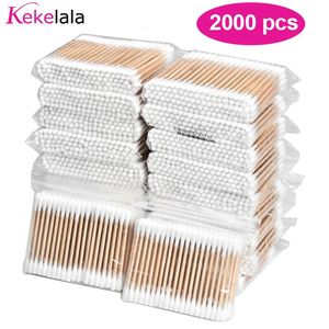 Pamuklu Swabs 2000pcs/Lot Mini Beyaz Pamuklu Swabs Çift Yumuşak Tomurcuklar Makyaj Ekleyicileri Koşullu Uzatma Tatoo Kaş Mikro Bıçak Fırçası 231007