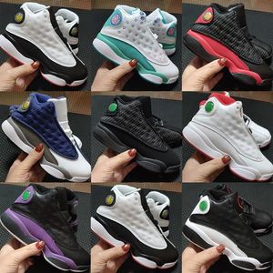 Baby Boy 13s Sneakers Basketballschuhe Outdoor Kinderschuh Jumpman 13 OG Black Cat 3M Reflect White Purple Trainers SE White Multico255A