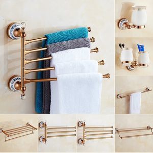 Bath Accessory Set ZGRK Luxury Bathroom Accessories Rose Gold Toilet Paper Holder Cloth Hook Towel Rack Hardware Tissue Box Bathroom Accessories 231007