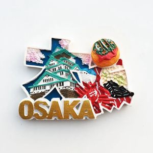 Fridge Magnets Japan Osaka Castle Tenshukaku Snacks Takoyaki Crab Doraku Three-dimensional Travel Memorial Crafts Magnetic Fridge Magnet 231007