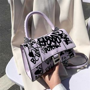 Nuova barra a catena in stile semplice con graffiti di tendenza personalizzata da donna, grande capacità, numero 915