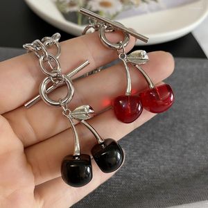 Collane con ciondolo Collana girocollo gotico rosso nero ciliegia Donna Ragazza Estate Harajuku geometrica con fibbia Ot per festa danzante