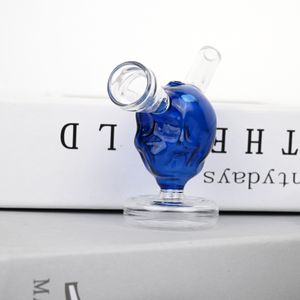 Fornitura di fabbrica Pipa ad acqua in vetro di colore trasparente con design a teschio/Bong da fumo in vetro trasparente carino/Pipa da fumo in vetro mini teschio economico