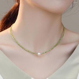 ペンダントlii ji Real Gemstone Peridot Pearl Necklace August Birthstone 14K Gold Fill Women Jewelry Gift
