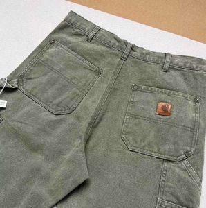 2023 calças masculinas marca de moda carhart b01 b136 lavado para fazer macacão velho joelho pano log calças novo estilo