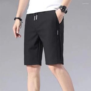 Shorts masculinos verão esportes masculinos cor sólida padrão reto tipo solto cintura elástica cordão casual jogging calças281m