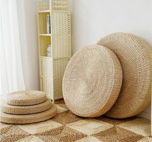 Pillow Natural Straw Round Pouf Tatami Floor S Meditation Yoga Mat Zafu Chair