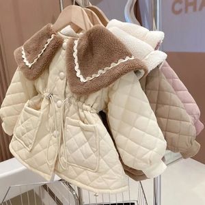 Piumino Ragazze Inverno Cappotti lunghi Collo di pelliccia grande Cotone imbottito Velluto Spessore Cappotti caldi Bambini Bambini Compleanno Principessa Cappotto Vestiti 231007