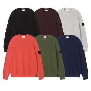 Sweaters Stone Pullover Mens Designer Knitted Long Sleeve Knitting Sweater Badge Casual Top M-2XL Island