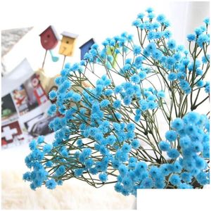 Decorative Flowers Wreaths Artificial With Vase Silk Babys Breath Floral Bouquet Party Decors Dried Wild Drop Delivery Home Garden Fes Dhvjt