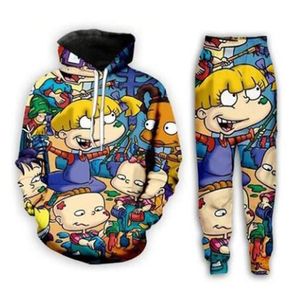 New Men Womens Cartoon Rugrats 90's Funny 3D Print Fashion Tracksuits Hip Hop Pants Hoodies MH0224234o