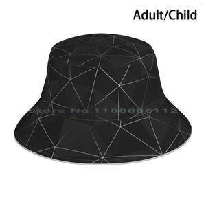 Berets Kintsugi-Silver Mesh Bucket Hat Sun Cap Kintsugi Silver Geometria Geométrica Simétrica Polígonos Vetores Padrões de Forma