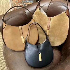 Women Half Moon Polo Id Shoulder Bag Suede Leather Magnetic Snap Closure Handbag large capacity Pony Crossbody Double Compartment Saddle Cross Body Purse