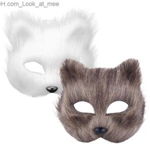 Party Masks Mask Masks Animal Fox Cosplay Masquerade Halloween Furry Party Face Half Dräkt Blank Therian Cat Carnival Hall mellan DIY Stage Q231007