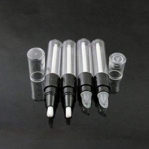 45 ml transparente schwarze Lipgloss-Tube/Flasche, leerer runder Mini-Drehstift, Einweg-Kunststoff-Wählstift mit Silikonspitze F2227 Hiqjl