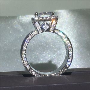 Vecalon anel vintage 925 prata esterlina princesa corte diamante cz noivado anéis de banda de casamento para mulheres homens dedo joias 253m