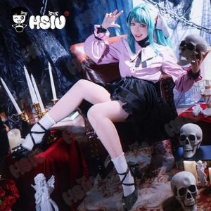 Fantasia de vampiro miku cosplay peruca fofa fantasia de vampiro hsiu 45cm azul-verde rabo de cavalo duplo cabelo curto rosa kawaii dresscosplay