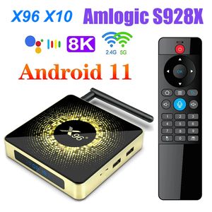 Caixa de tv android 11 x96 x10 ddr4 8gb ram 64gb rom amlogic s928x suporte 8k usb3.0 5g wifi 1000m lan 4gb 32gb media player