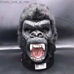Partymasken King Kong Planet der Affen Gorilla-Maske Kapuze Latex Tiere Masken Blut Gruselige Halloween Tier Erwachsene Kopfmaske Q231007