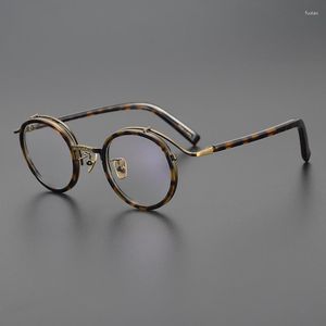 Sunglasses Titanium Vintage Eyeglasses Frame Male Women Round Reading Glasses Anti Blue Light Myopia Prescription Spectacles Tortoise Black