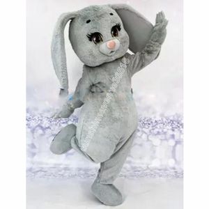2024 Grey Cute Rabbit Easter Mascot Costume High Quality Cartoon theme character Carnival Adults Size Christmas Birthday Party Fancy Outfit