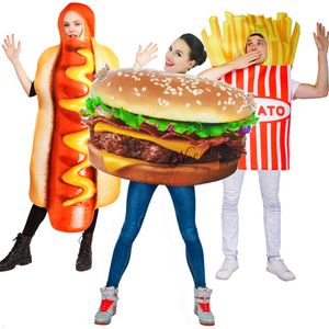 Carnival Party rolig mat cosplay halloween kostym vuxen familj fancy klänning pizza hamburgare pommes frites korv hot dog outfitcosplay