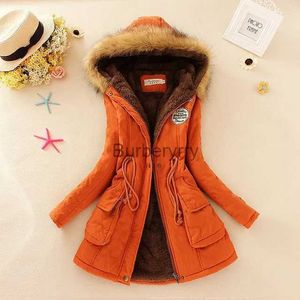 Kvinnors päls faux päls 2020 Orange Womens Jacket Winter Autumn Warm Jackets päls huva kappa fast färg kvinnor tjocka parkor fe yttre damer topsl231007